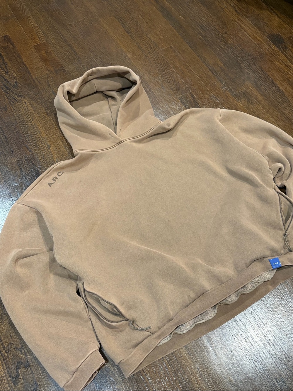 A.P.C. Cropped Hooded Sweatshirt in Light Brown
